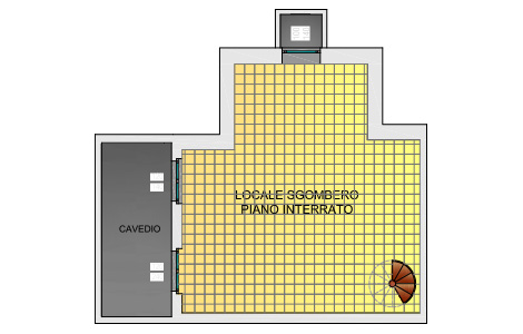 Planimetria e studio materiali dell'appartamento 2, Palazzina A - piano Interrato