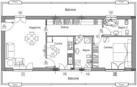 Planimetria dell'appartamento F - piano Primo