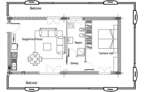Planimetria dell'appartamento G - piano Piano