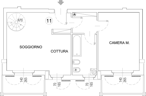 Planimetria dell'appartamento 11, Palazzina D - piano Secondo