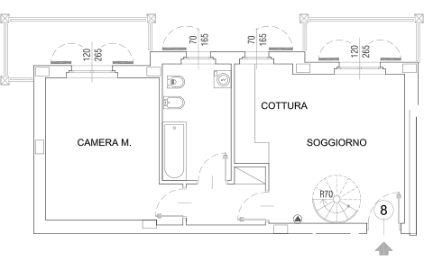 Planimetria dell'appartamento 8, Palazzina C - piano Secondo