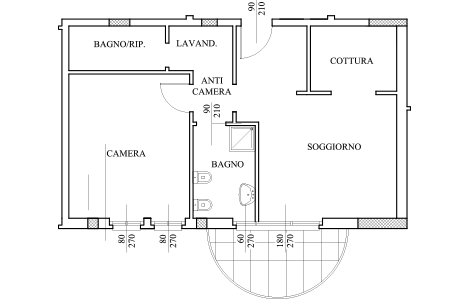 Planimetria dell'appartamento 9, Palazzina A - piano Primo