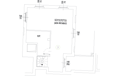 Planimetria dell'appartamento 3, Scala B - Sottotetto